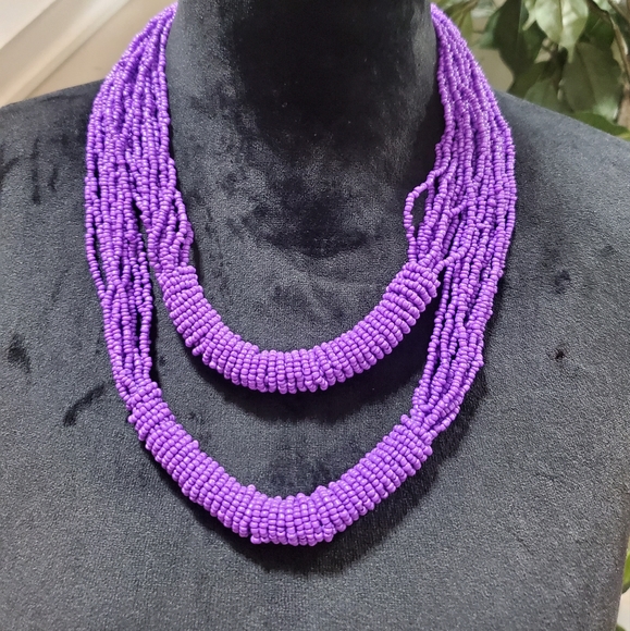 Jewelry - Double Purple Bead Seed Necklace